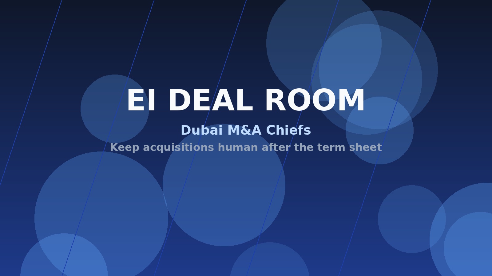 Dubai M&A leaders reviewing an emotional intelligence deal room scoreboard